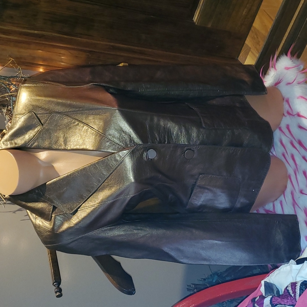 Bebe broze 100% leather lightweight coat size S EUC